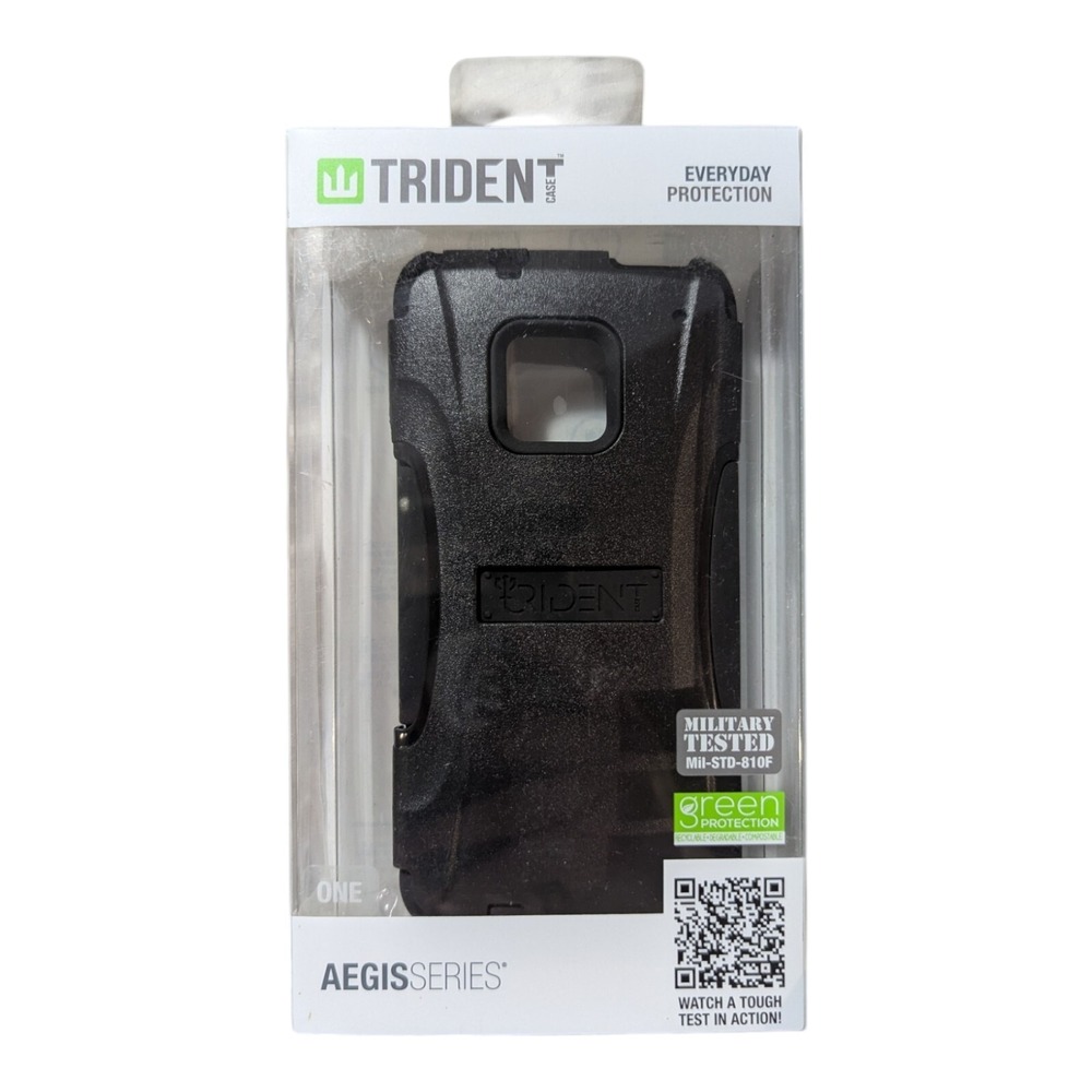 W9. Trident Aegis Series Case‎ for HTC One - Black With Screen Protector